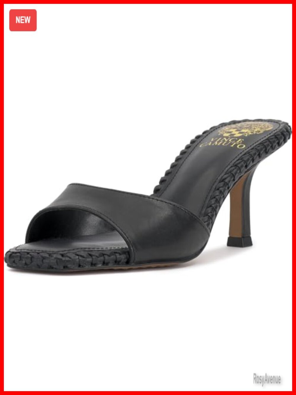 Emmla Stitched Mule Sandal Leather Open Toe Stiletto Heel